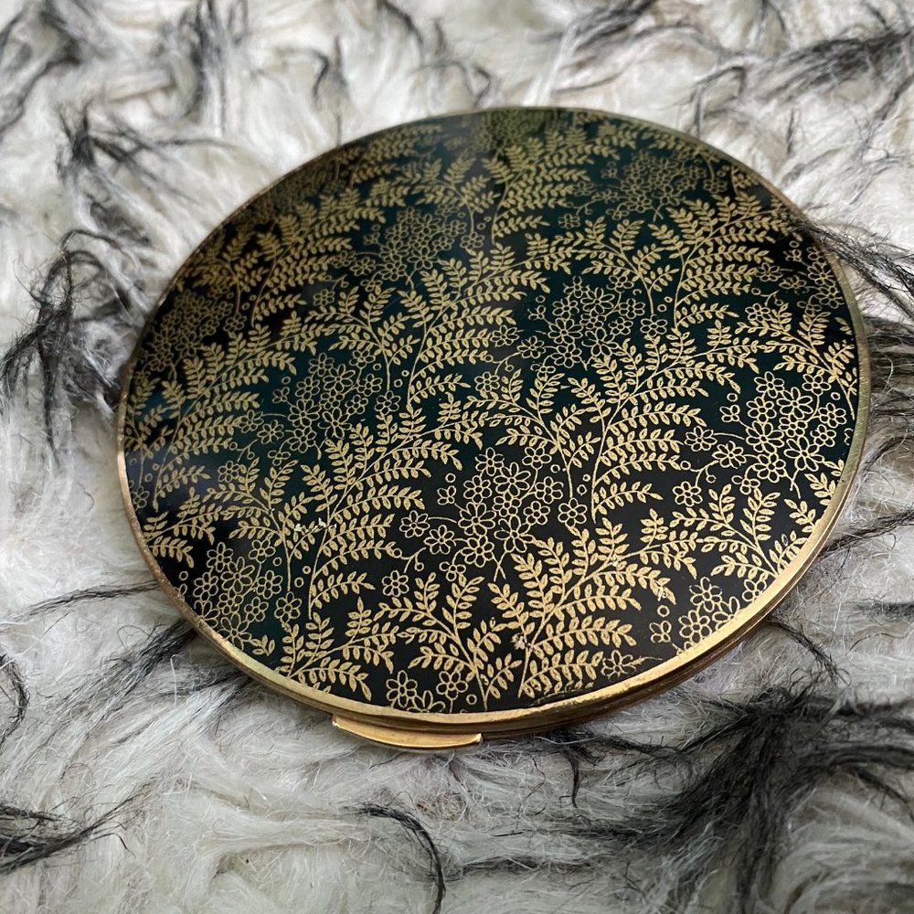 Vintage Gold and Black Stratton Powder Compact